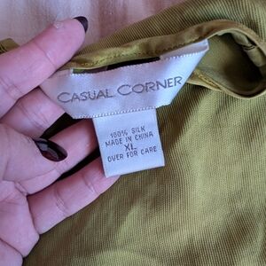 Casual Corner Olive Green Silk Top